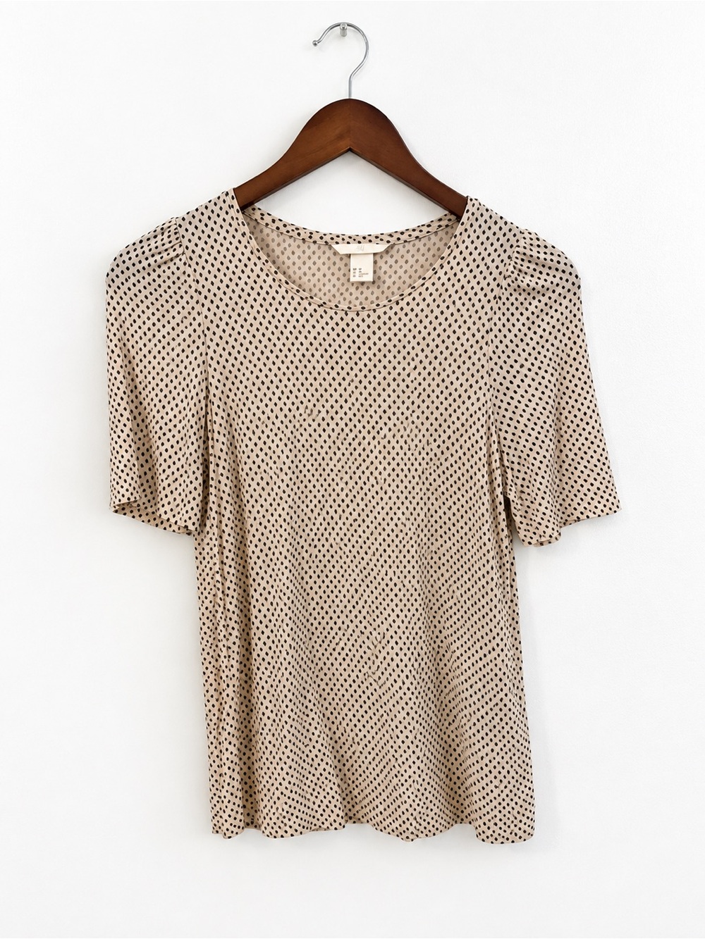 H&M Puff Sleeve Cream and Black Top Size XS EUC